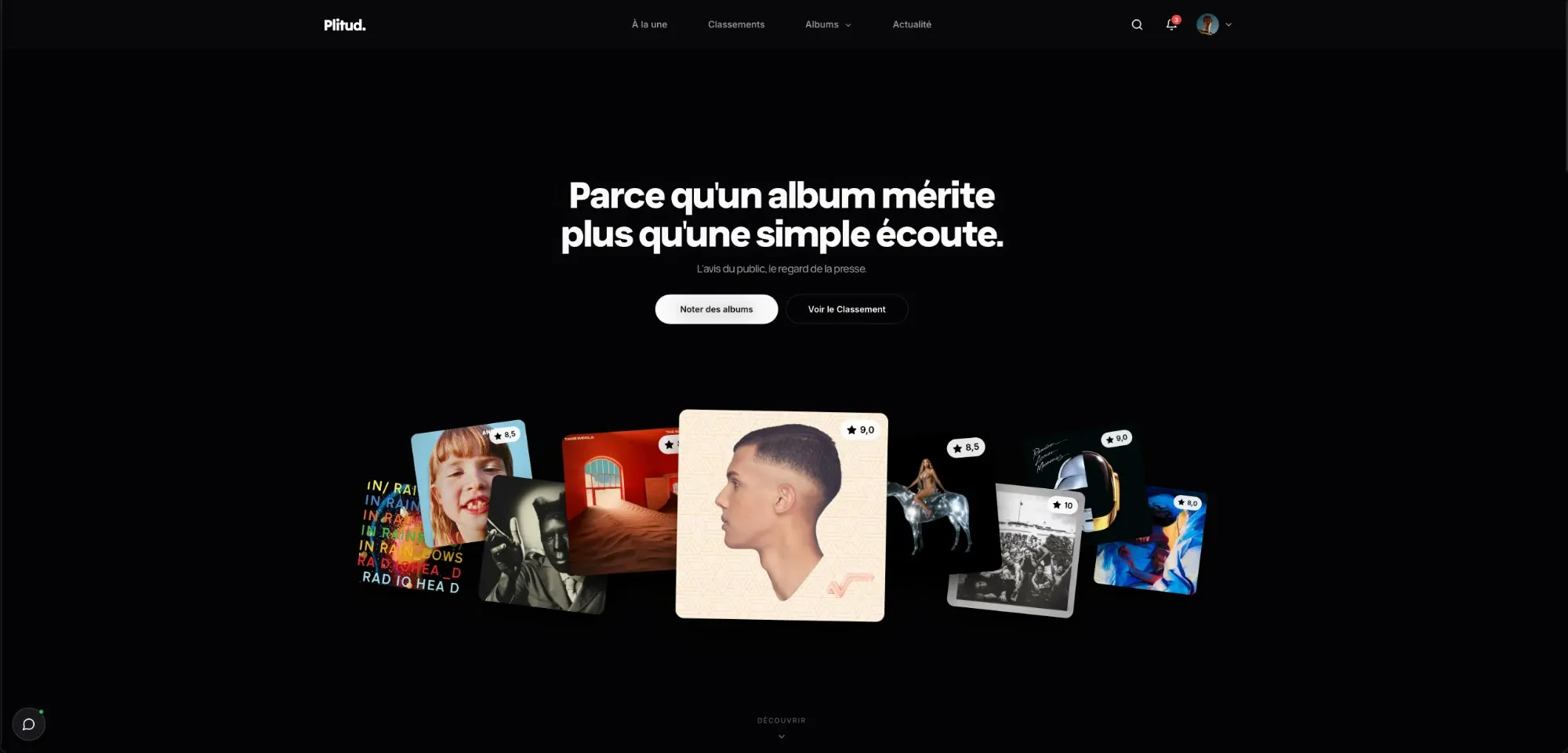 Page d’accueil de Plitud : « Parce qu’un album mérite plus qu’une simple écoute »